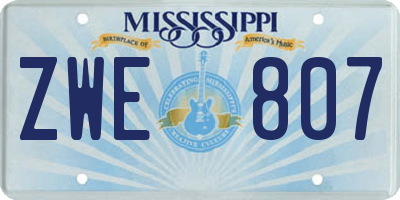 MS license plate ZWE807
