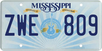 MS license plate ZWE809