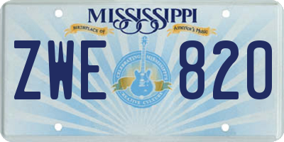 MS license plate ZWE820