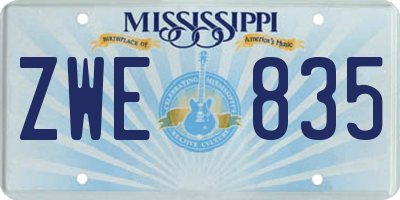 MS license plate ZWE835