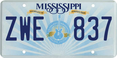 MS license plate ZWE837