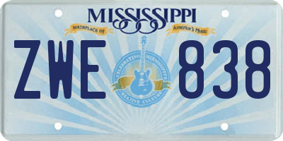 MS license plate ZWE838