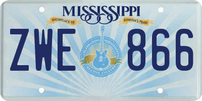 MS license plate ZWE866