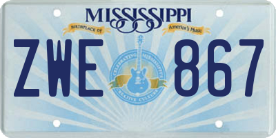 MS license plate ZWE867