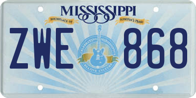 MS license plate ZWE868