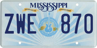 MS license plate ZWE870