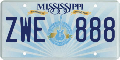 MS license plate ZWE888