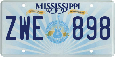 MS license plate ZWE898