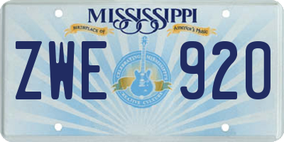 MS license plate ZWE920