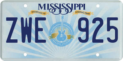 MS license plate ZWE925
