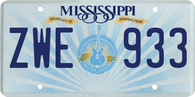 MS license plate ZWE933