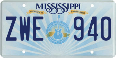MS license plate ZWE940