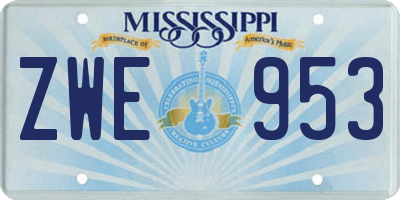 MS license plate ZWE953
