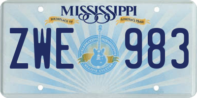 MS license plate ZWE983