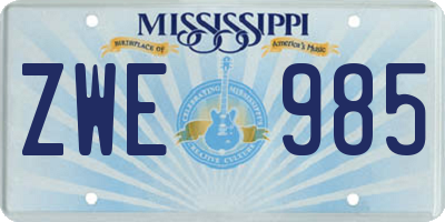MS license plate ZWE985