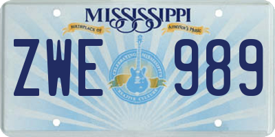 MS license plate ZWE989