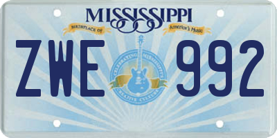 MS license plate ZWE992
