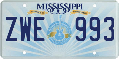 MS license plate ZWE993