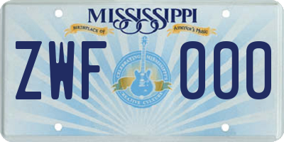 MS license plate ZWF000
