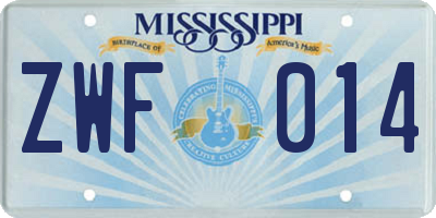 MS license plate ZWF014