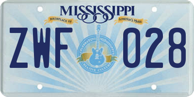 MS license plate ZWF028