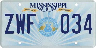 MS license plate ZWF034