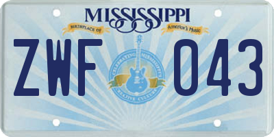 MS license plate ZWF043
