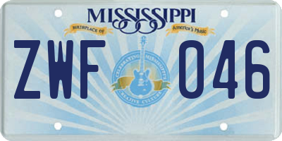 MS license plate ZWF046