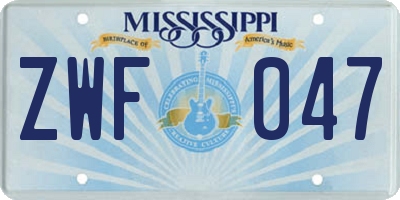 MS license plate ZWF047