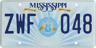 MS license plate ZWF048