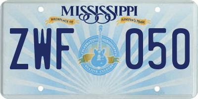 MS license plate ZWF050