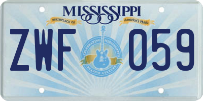 MS license plate ZWF059
