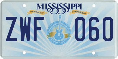 MS license plate ZWF060