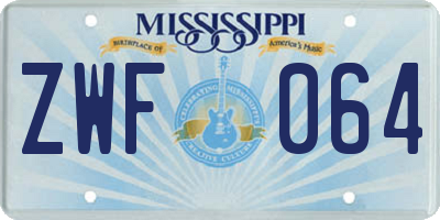 MS license plate ZWF064
