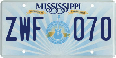MS license plate ZWF070