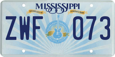 MS license plate ZWF073