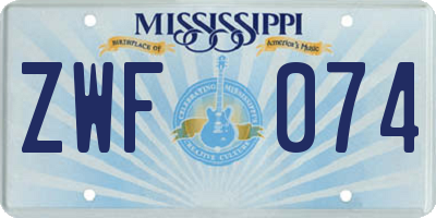 MS license plate ZWF074