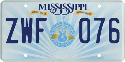 MS license plate ZWF076