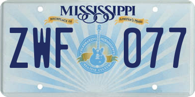 MS license plate ZWF077