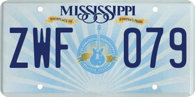 MS license plate ZWF079