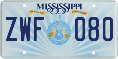 MS license plate ZWF080