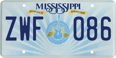 MS license plate ZWF086