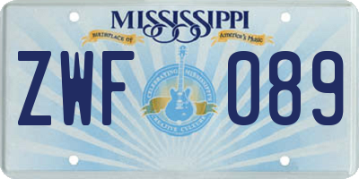 MS license plate ZWF089