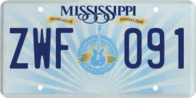 MS license plate ZWF091
