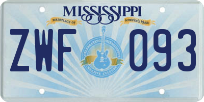 MS license plate ZWF093