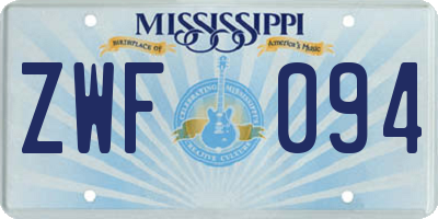 MS license plate ZWF094