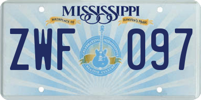 MS license plate ZWF097