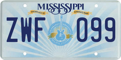 MS license plate ZWF099