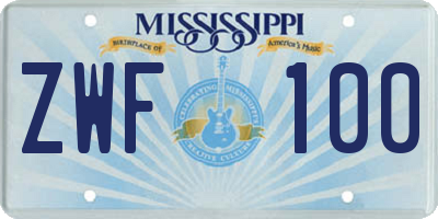 MS license plate ZWF100