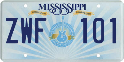 MS license plate ZWF101